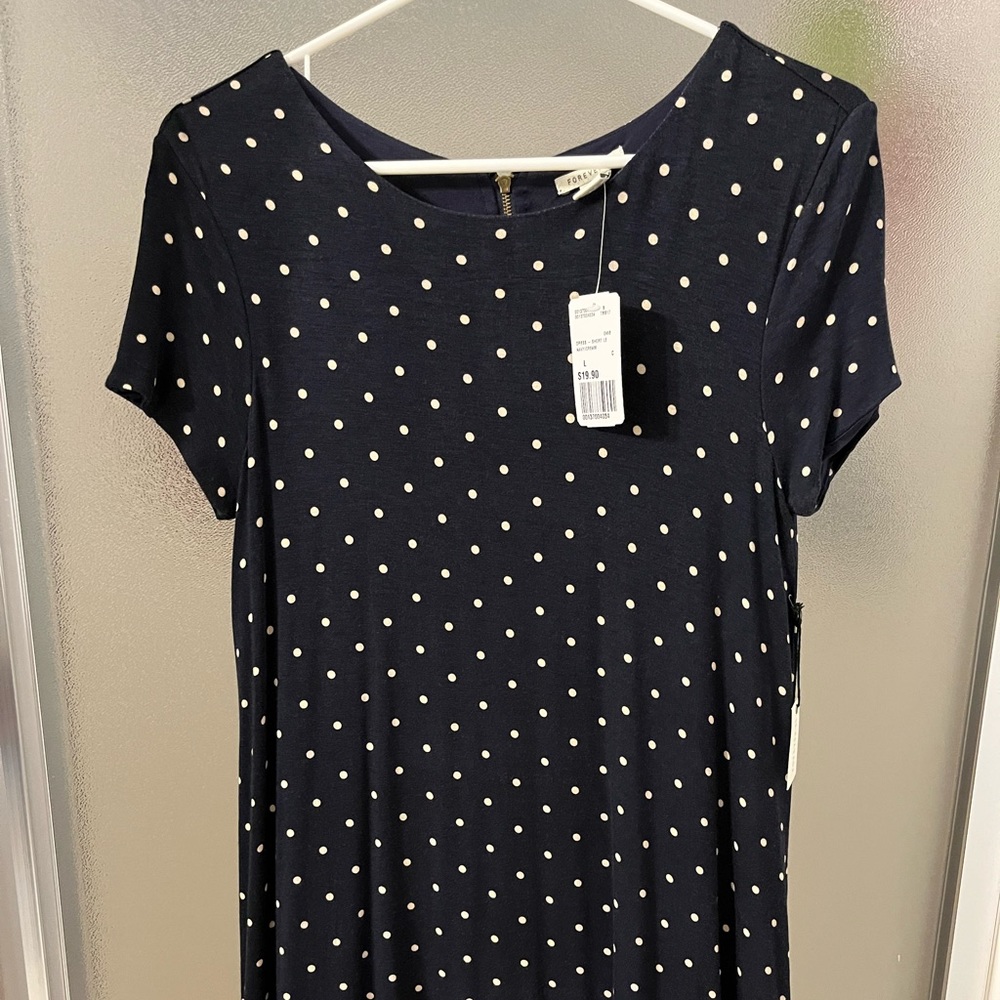 NEW Forever 21 polka dot dress in navy blue